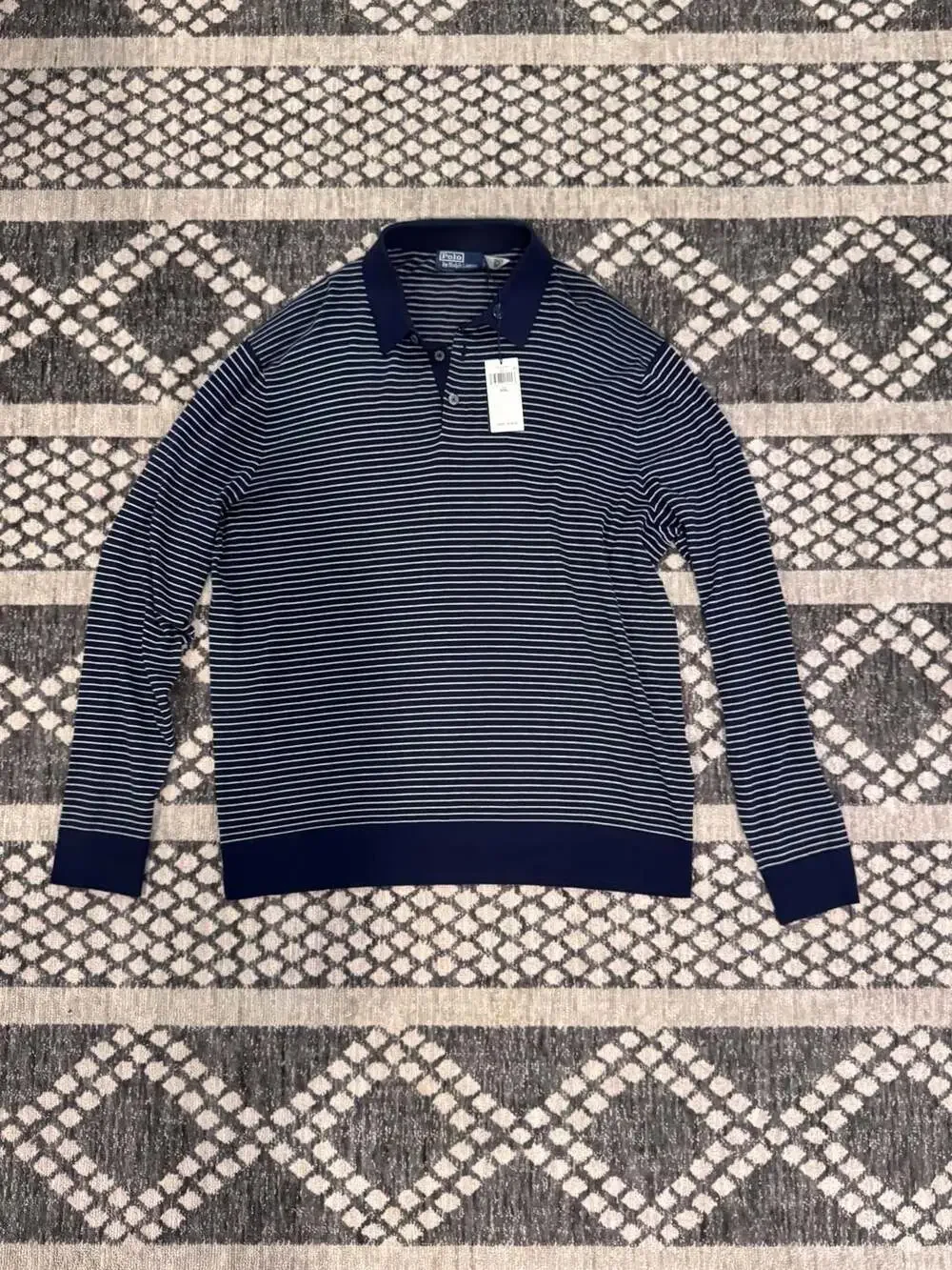 Polo by Ralph Lauren Men's Striped Long Sleeve Knit Polo Sweater